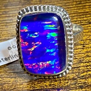 SOLD! Aurora Opal Set in 925 Sterling Silver size 9